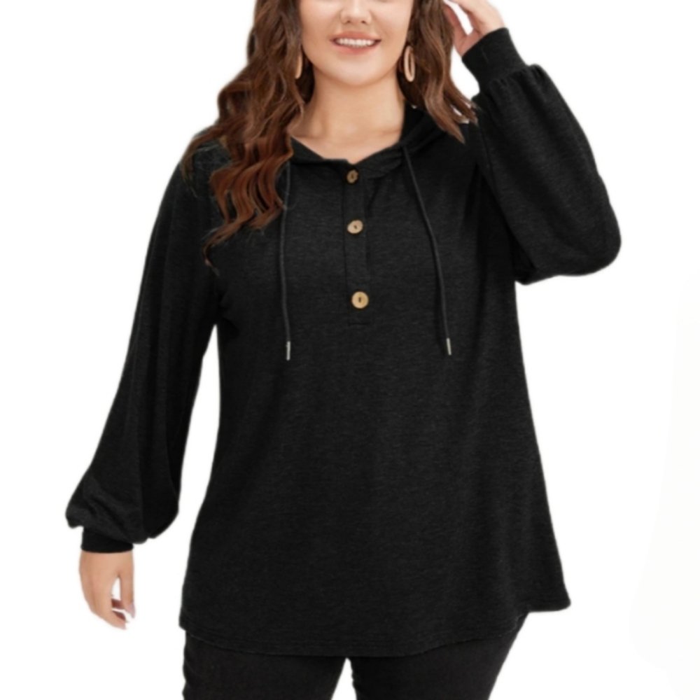 NWT   BloomChic  Women's 28 (5X)   Hooded Sweathirt   Top   Black